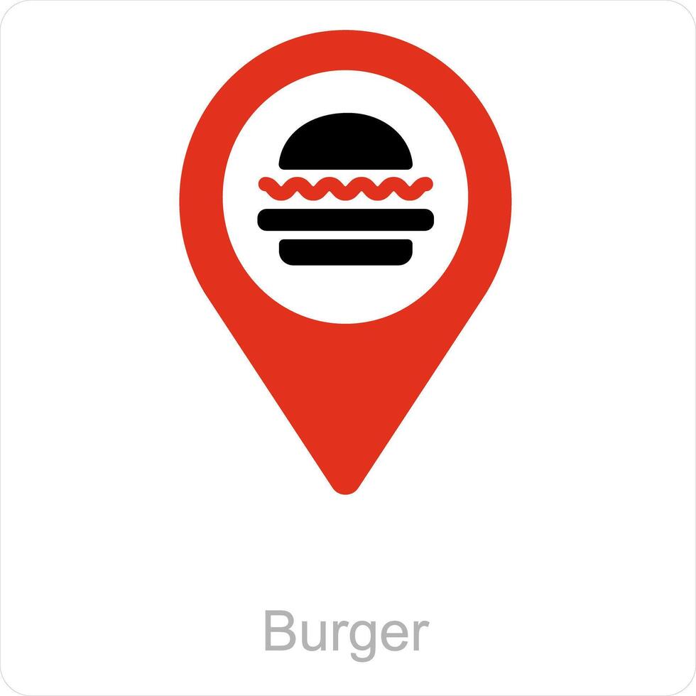 Burger and location icon concept vector