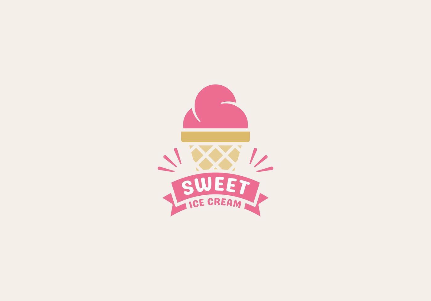 Logo Sweet Ice Cream, Logo Ice Cream, fun, fresh and friendly, editable color vector