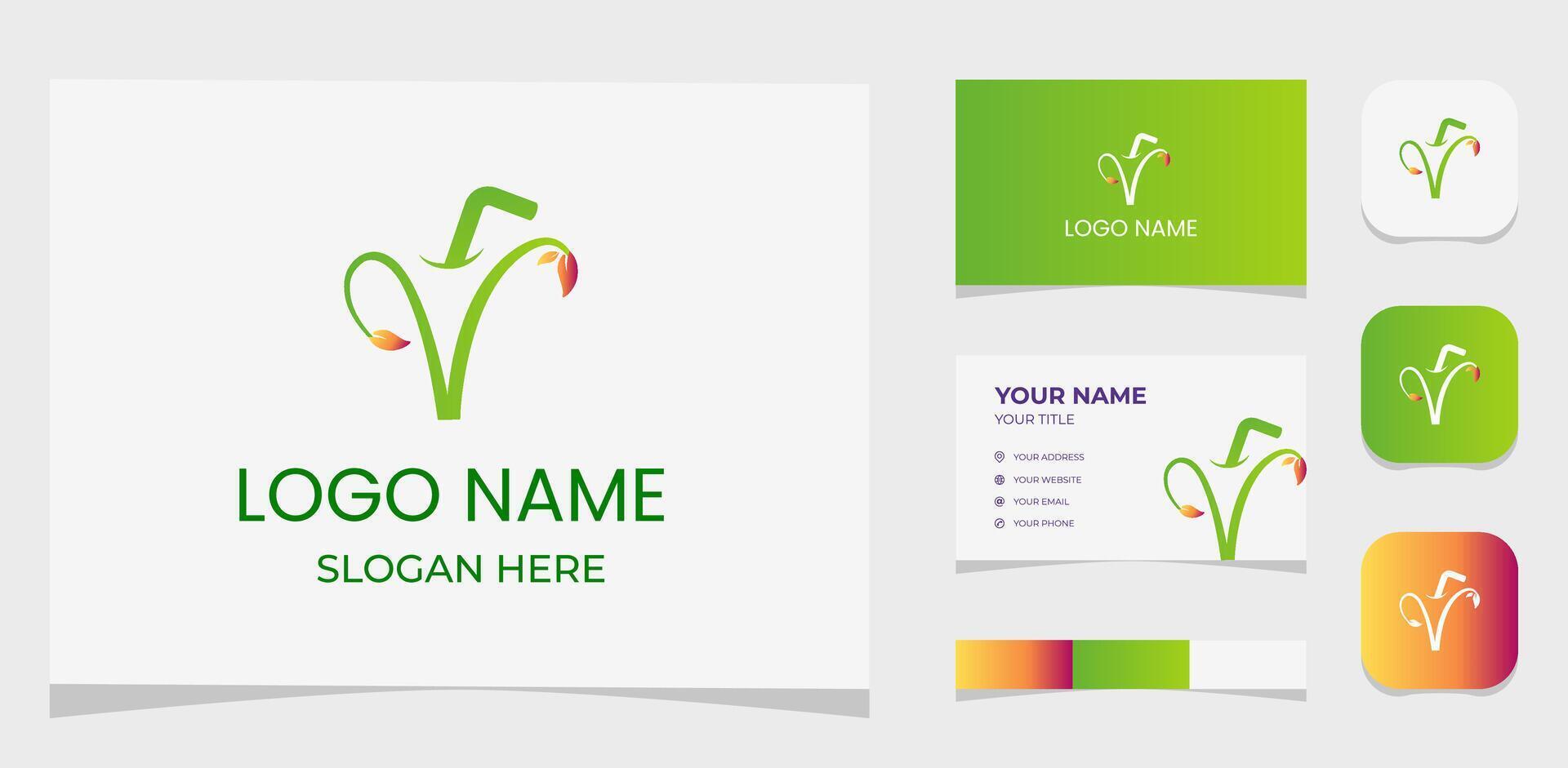 Template Logo Creative Drink, Straw and Plant, Nature Beverage or Drink Nature. Creative Template with color pallet, visual branding, business card and icon. vector