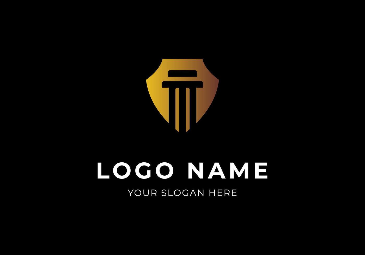 Logo Shield Pillar Law Firm Gold, Modern Minimalist and Luxury Logo Design. Editable File vector