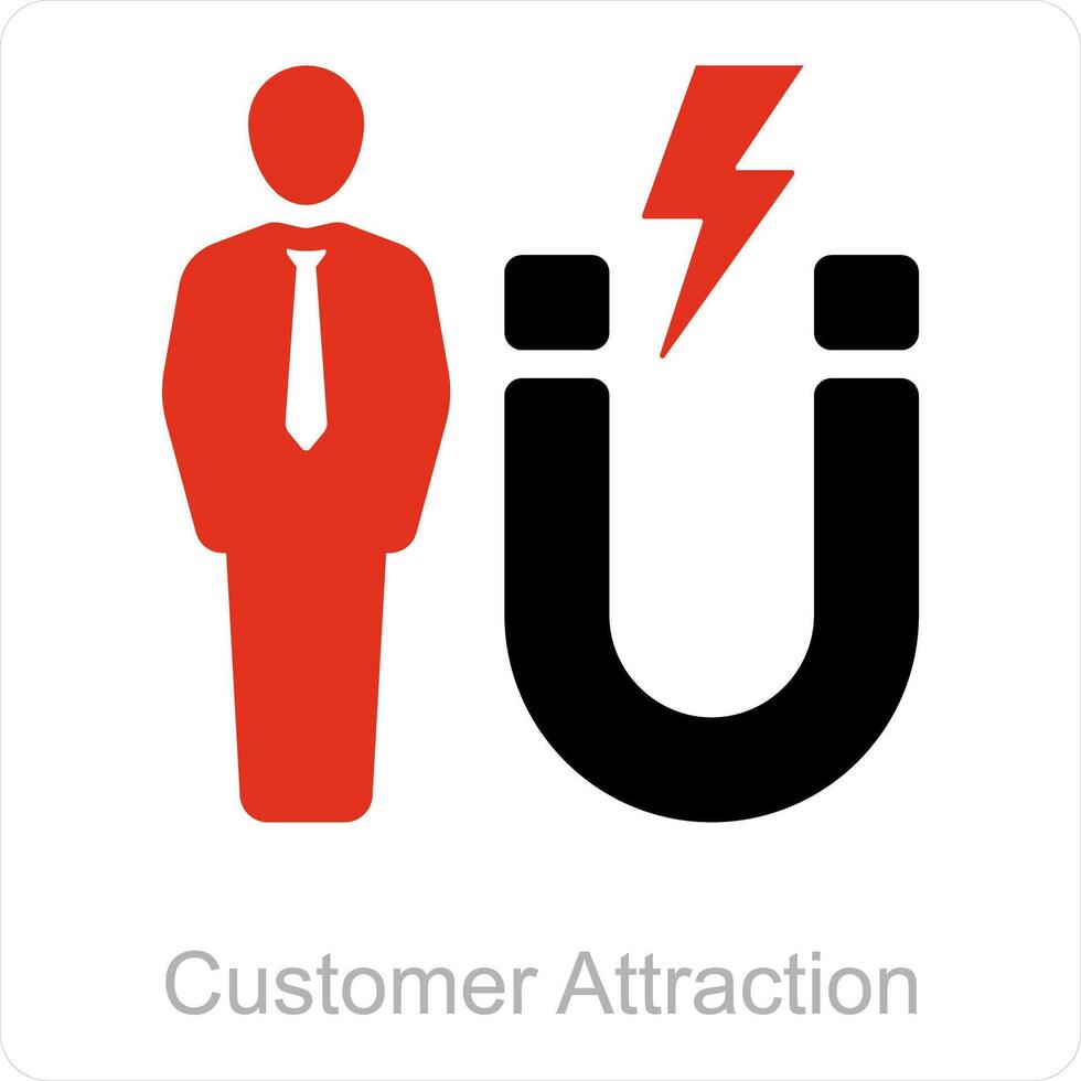 cliente atracción y cliente icono concepto vector