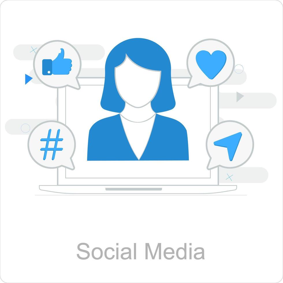 social medios de comunicación y red icono concepto vector