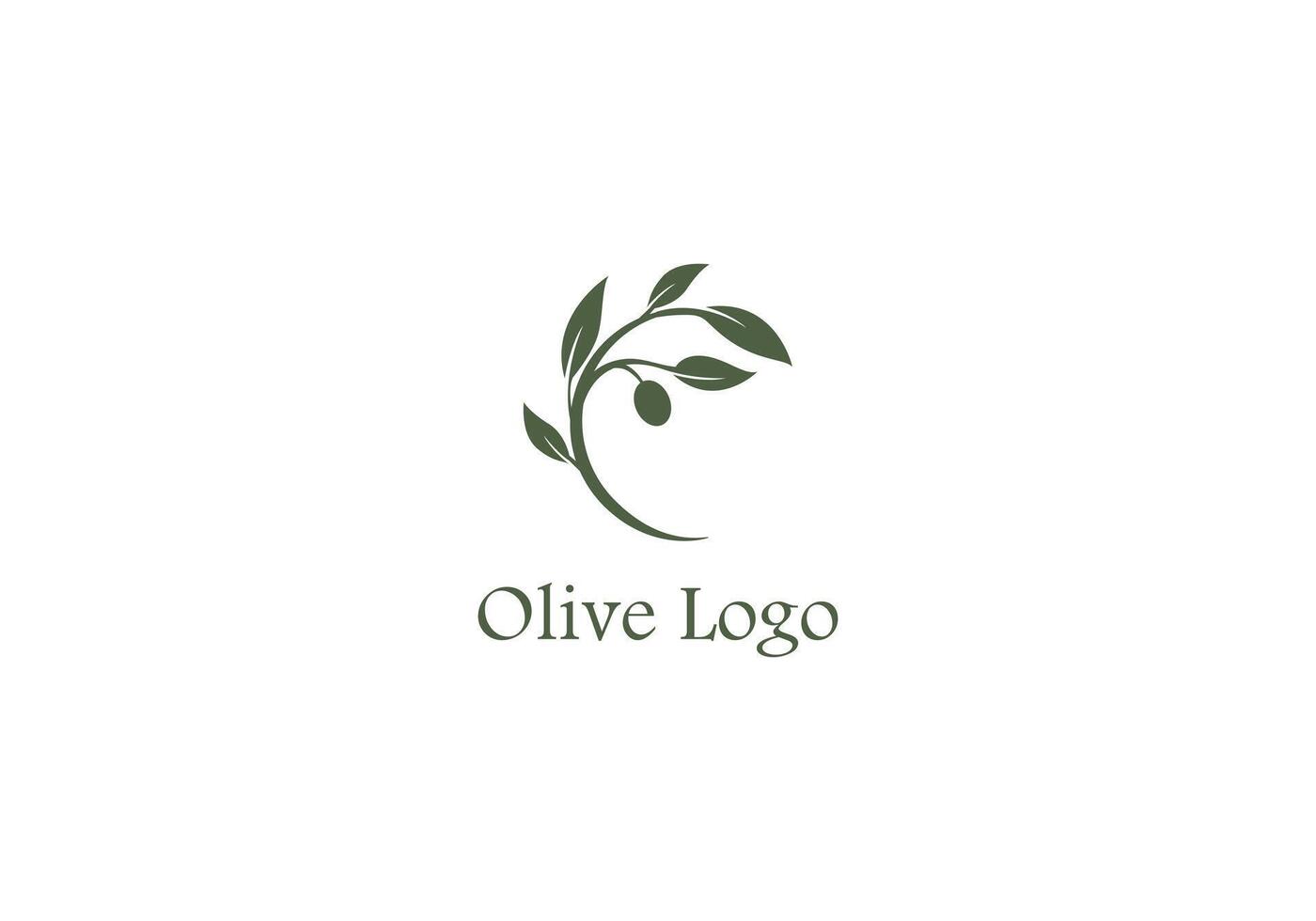 Logo Olive Branch with Leafs, elegant modern and minimalist, editable color vector