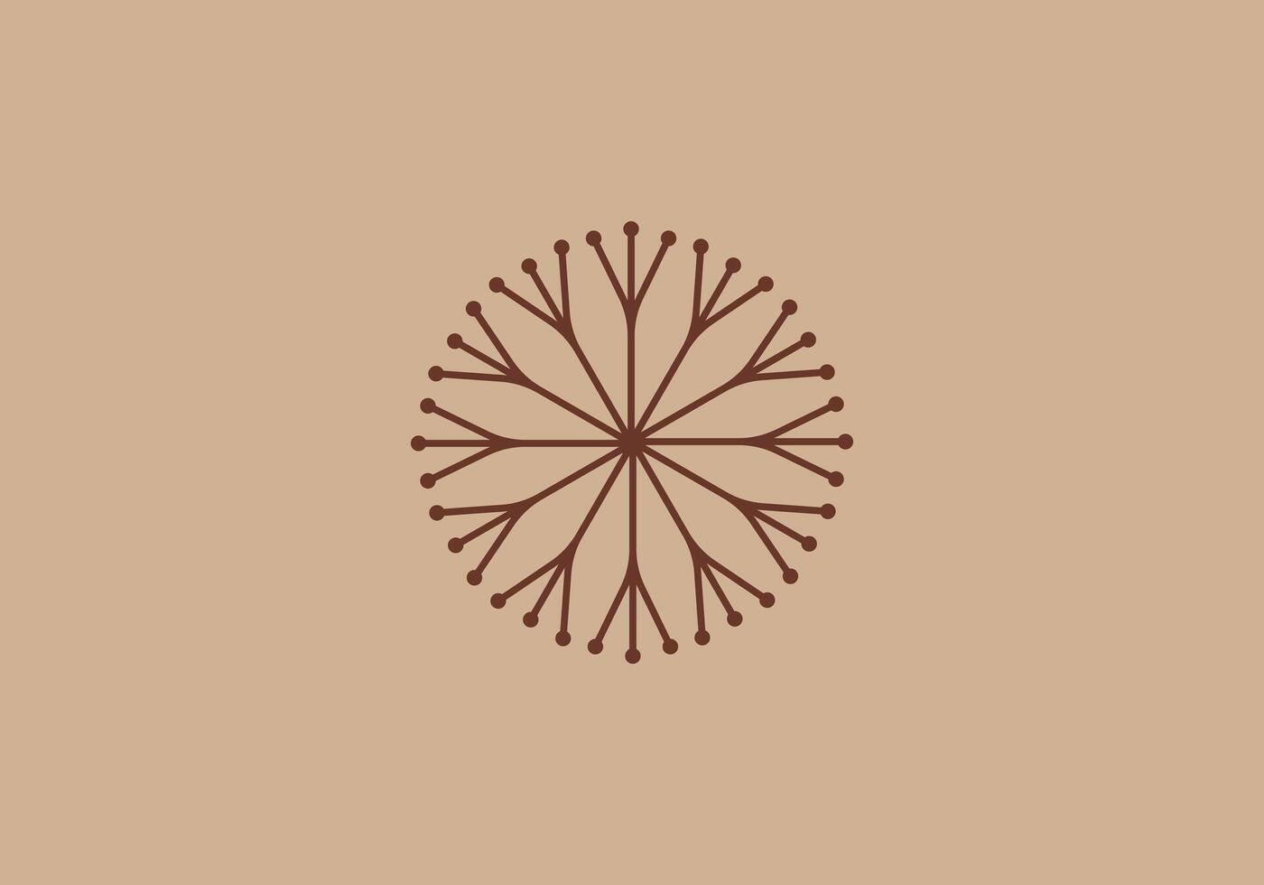 Logo mandala dandelion flower. Aesthetic and feminine, simple line and luxury modern. editable color. vector