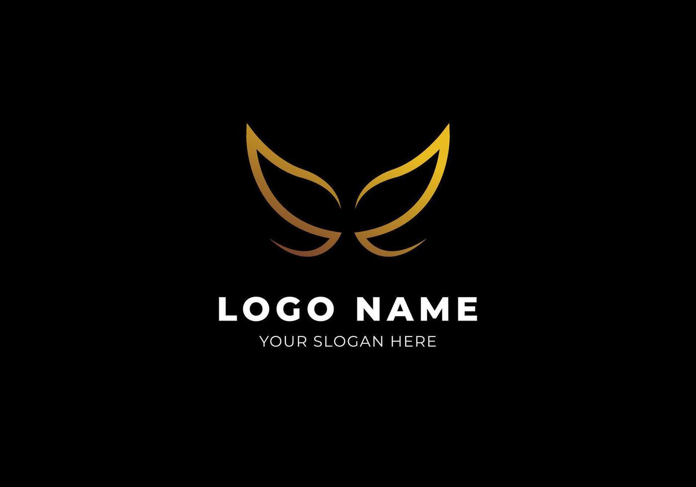 Logo Line S Butterfly Gold Shape, Modern Minimalist and Luxury Logo Design. Editable File vector