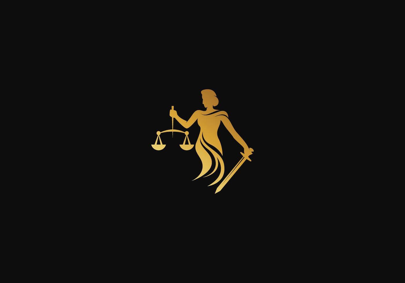 Logo Gold Women Justice and balance sheet. Premium and Minimalist, simple and luxury modern. editable color. vector