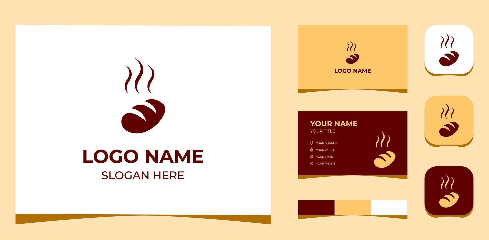 Template Logo Creative Bread with smoke, Italian bread, logo bakery concept. Creative Template with color pallet, visual branding, business card and icon. vector