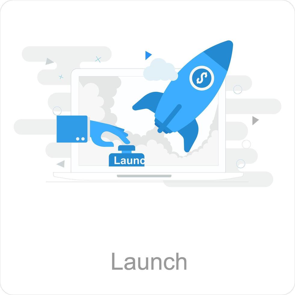 Launch and space icon concept vector