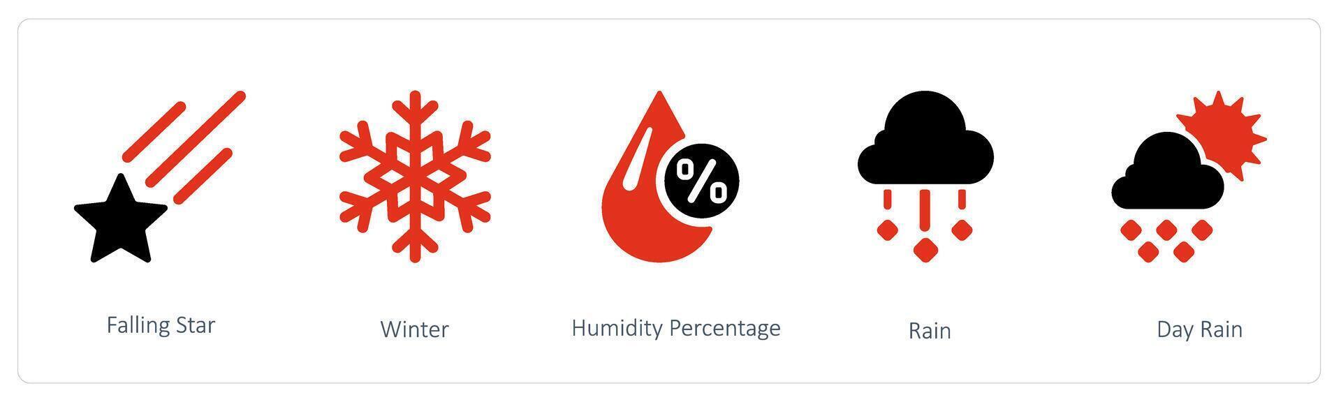 falling, star, winter and humidity percentage vector