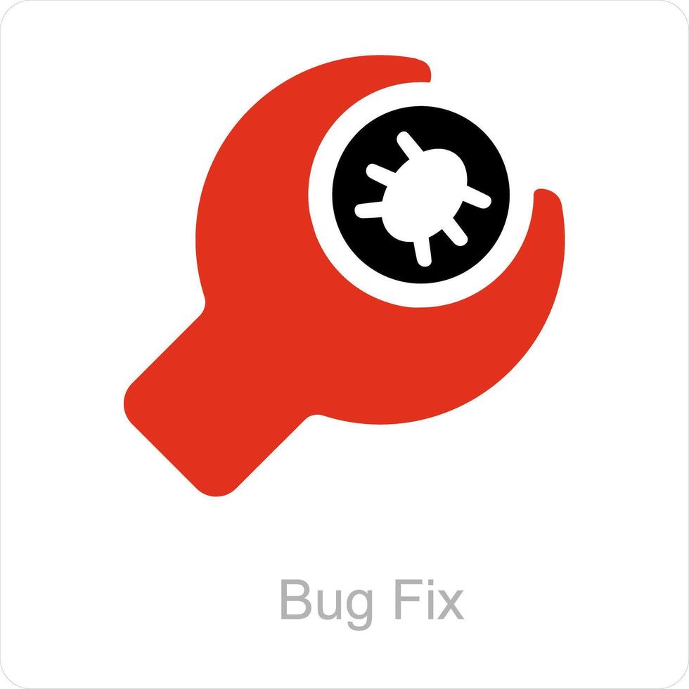 Bug Fix and search icon concept vector