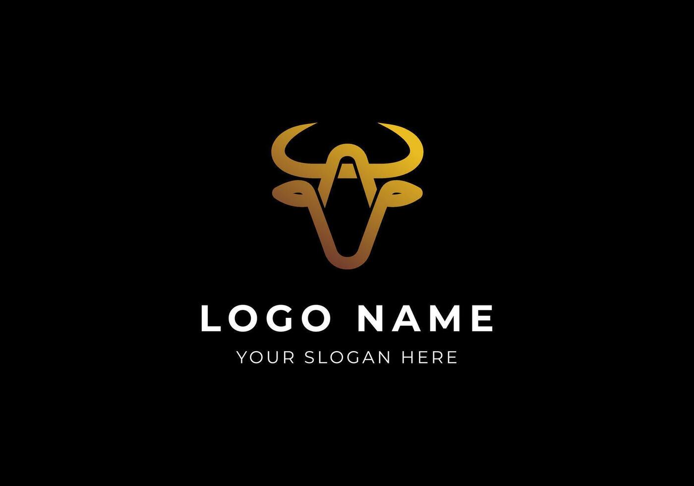 logo cow head and horn with initial letter A. minimalist and modern logo design. Editable color vector