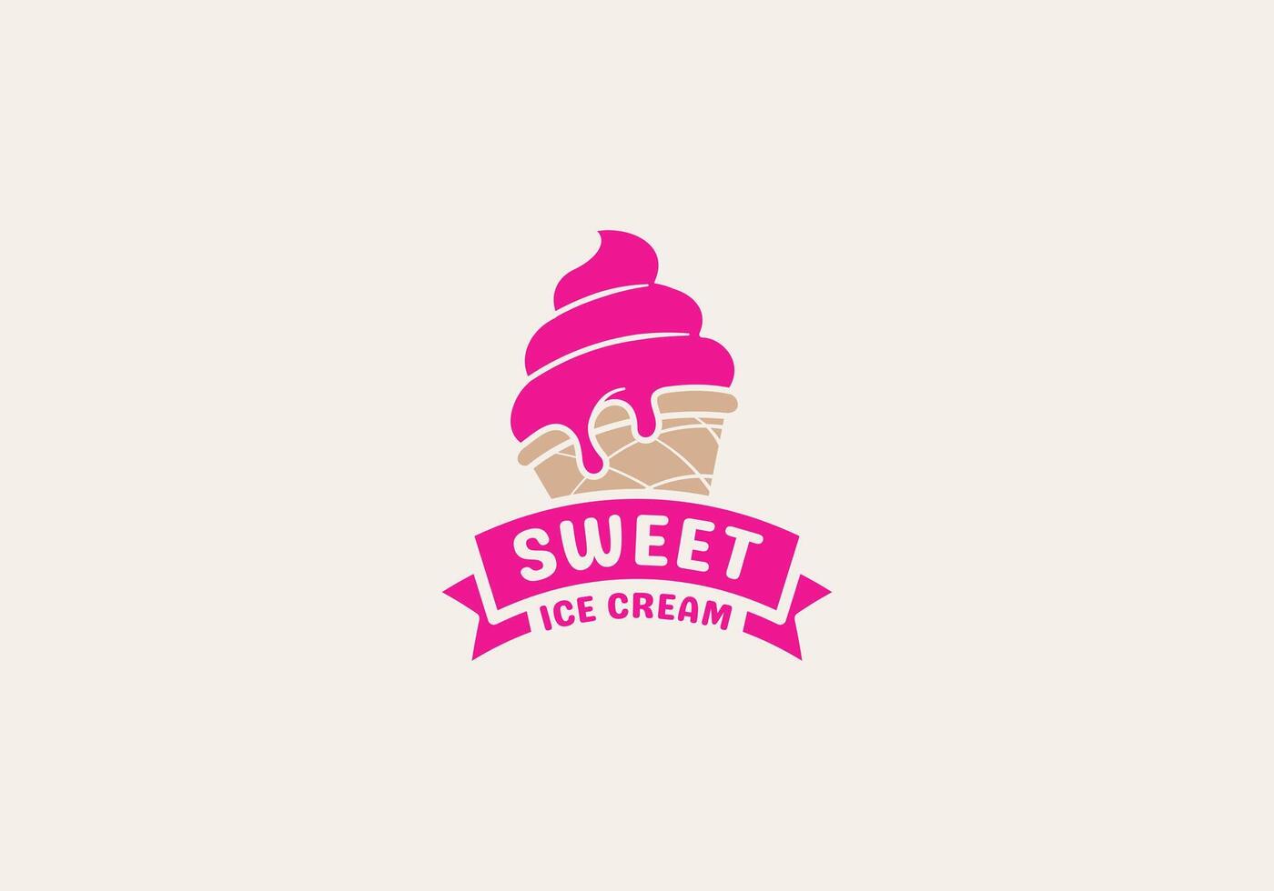 Logo Sweet Ice Cream, Logo Ice Cream, fun, fresh and friendly, editable color vector
