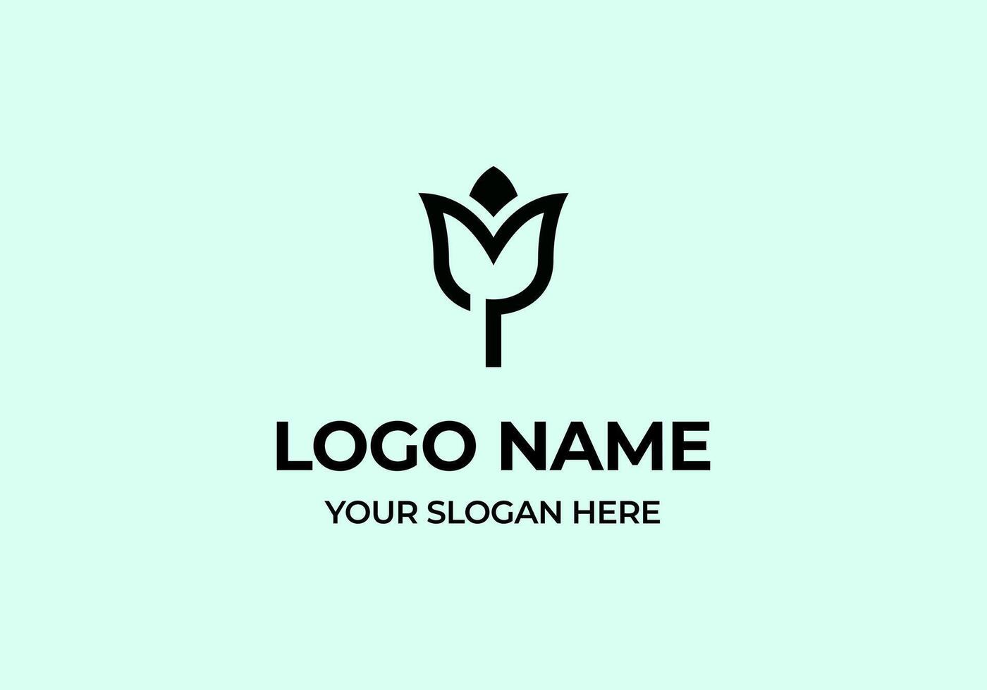 Logo M Flower Lotus Line, Modern Elegant Minimalist Logo Design Botanical. Editable File vector