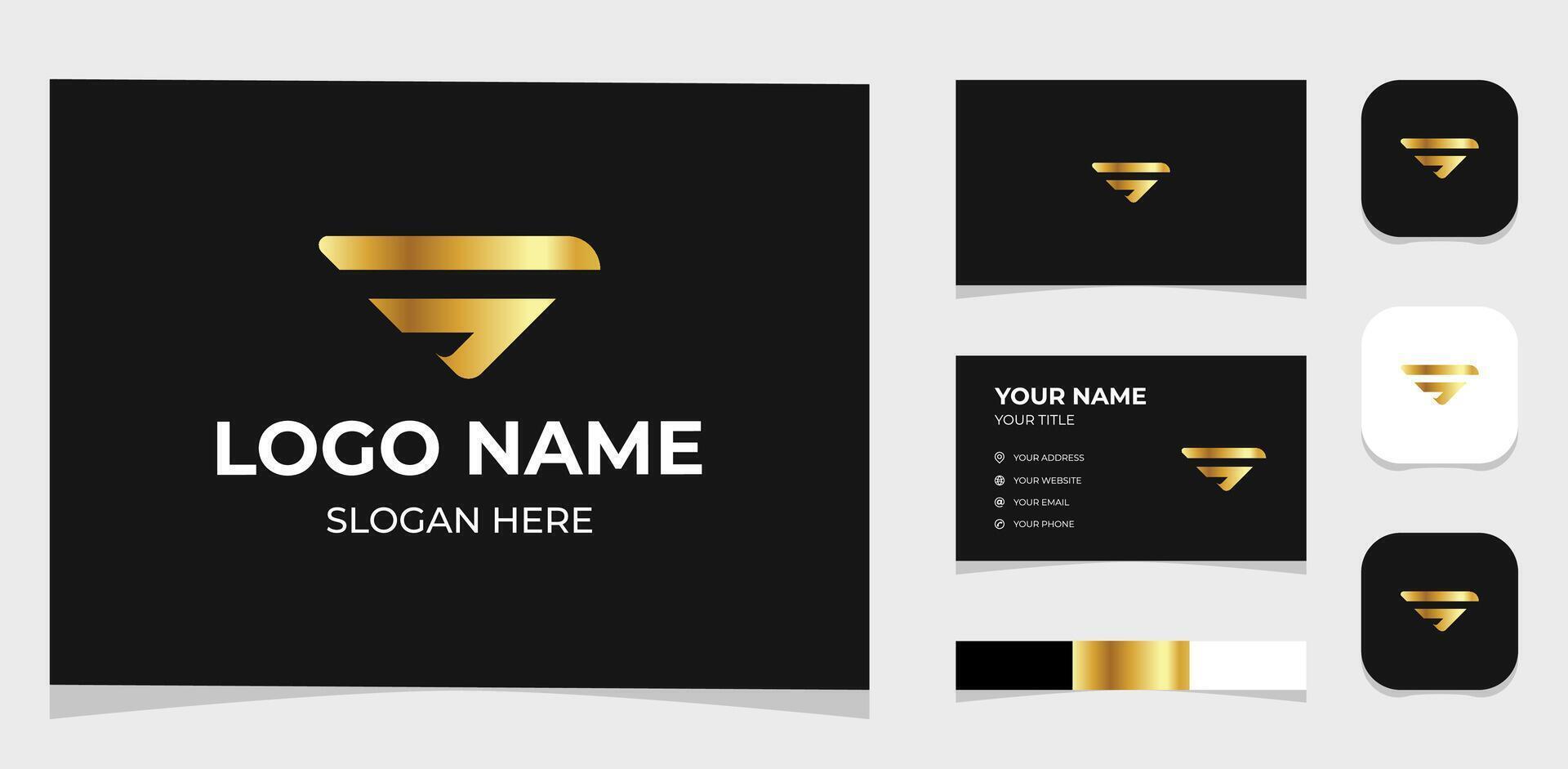 Template Logo Creative Initial Letter S in wing shape gold concept. Creative Template with color pallet, visual branding, business card and icon. vector
