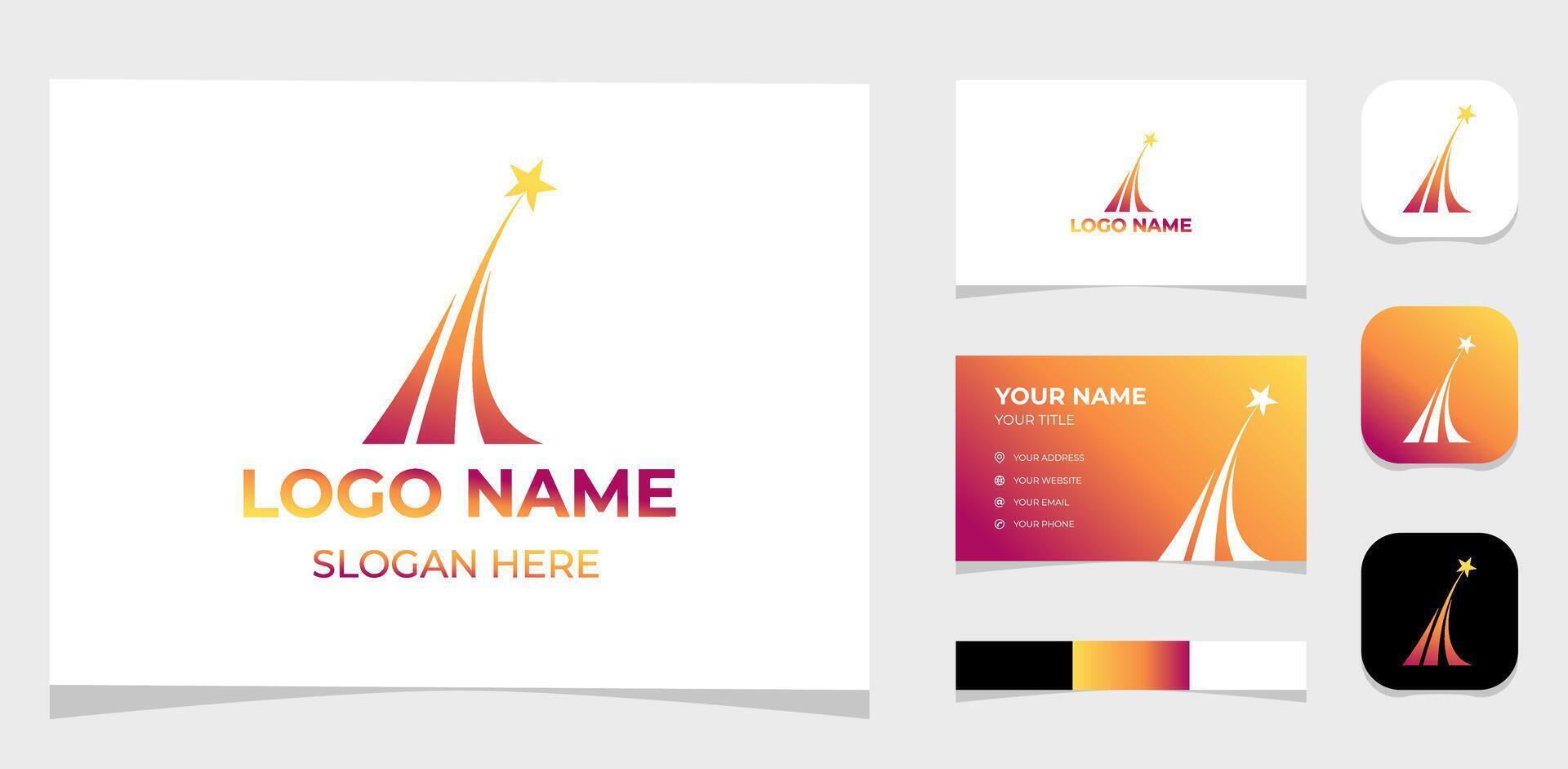 Template Logo Creative Rising star, Rise shape and star concept. Creative Template with color pallet, visual branding, business card and icon. vector