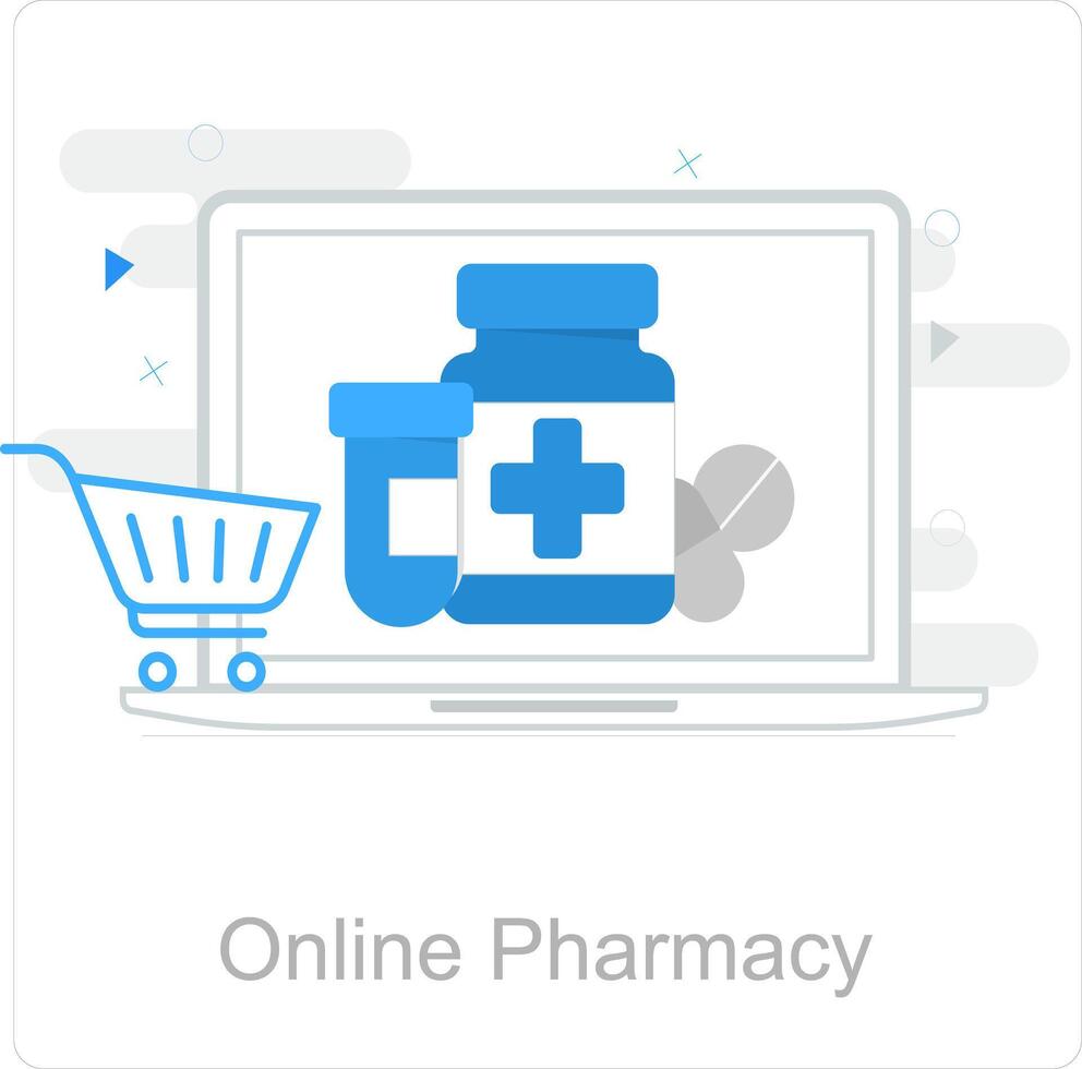 Online Pharmacy and pills icon concept vector