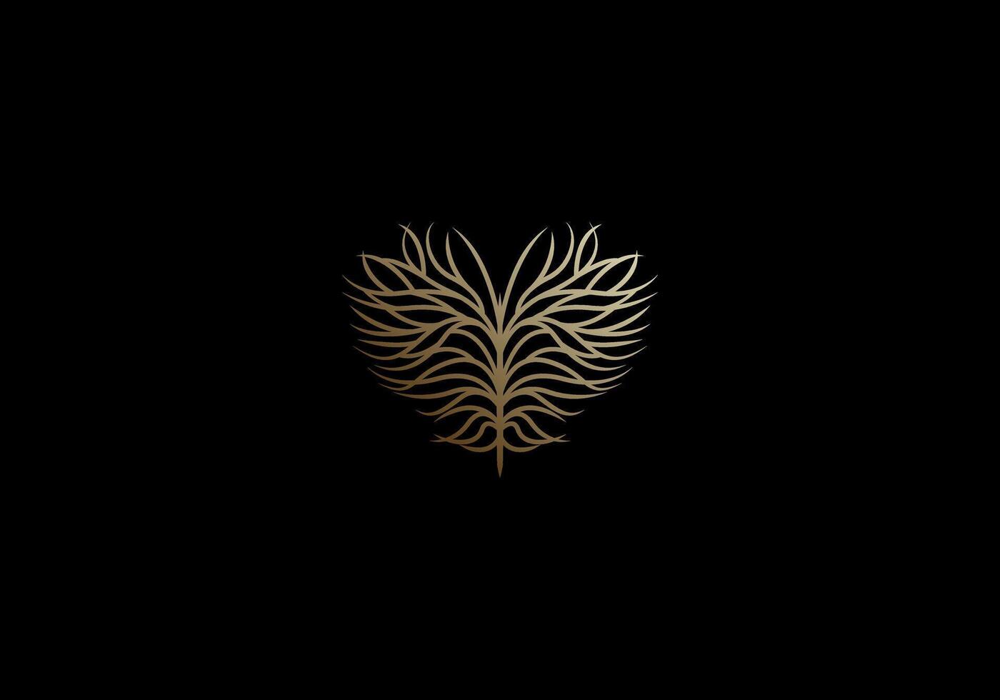 Logo Love shape and Root, Minimalist, Modern, Logo Line, editable color vector