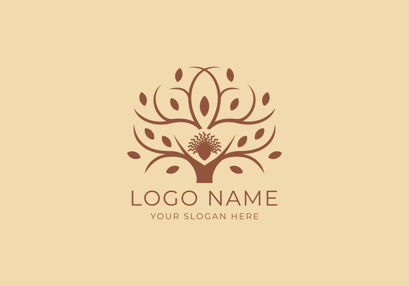 Logo Women Rise hand with Botanical Concept. Nature, Female Logo Design. Editable color vector