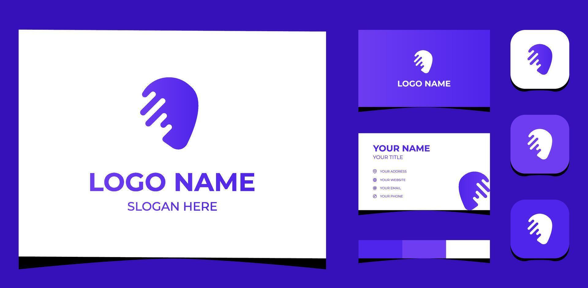 Template Logo Creative Human head, digital, data, technology concept. Creative Template with color pallet, visual branding, business card and icon. vector