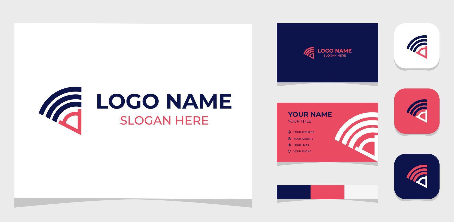 Template Logo Creative Initial Letter A and Signal. Creative Template with color pallet, visual branding, business card and icon. vector