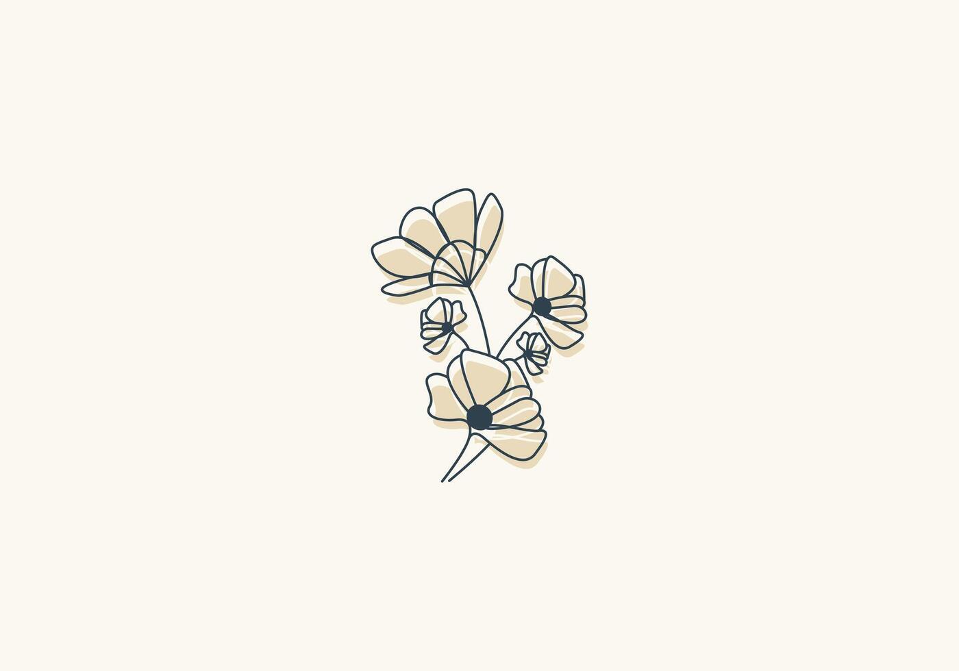 logo ramo de flores flor línea, logo mano dibujar boho floral botánico, sencillo moderno retro y minimalista editar archivo vector
