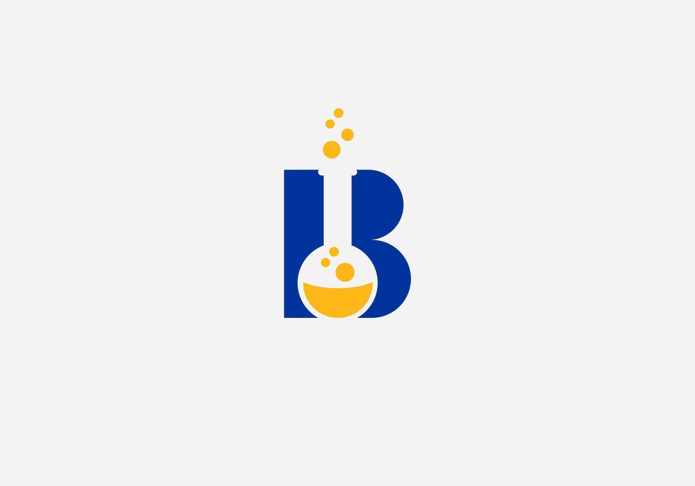 Logo Letter B and Beaker Glass. Chemistry, Chemical, Typo, Beaker Glass, Logotype, logo Unique, Modern, Minimalist. Business identity Vector Icon.