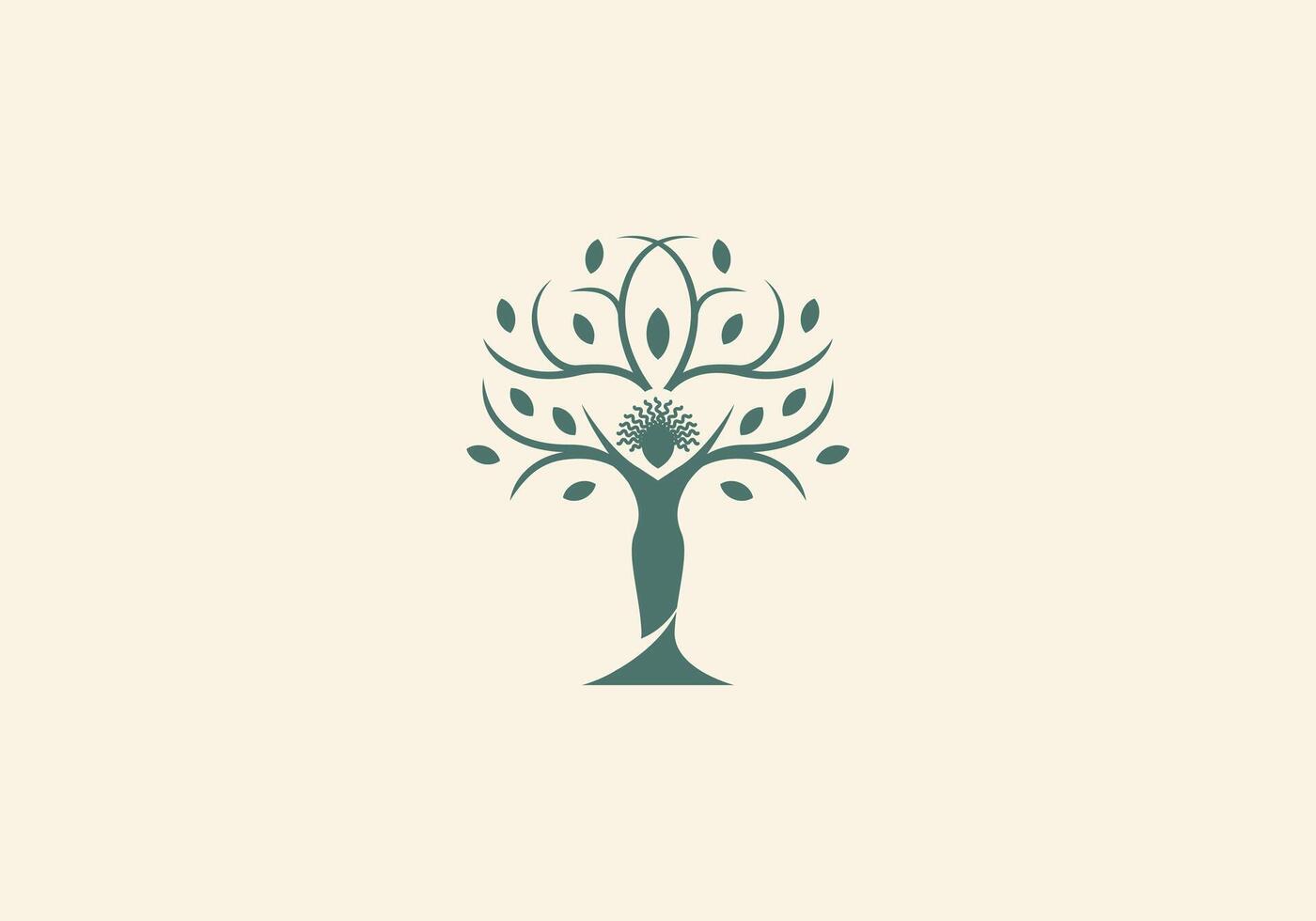 Logo Women standing with Botanical Concept. Nature, Female Logo Design. Editable color vector