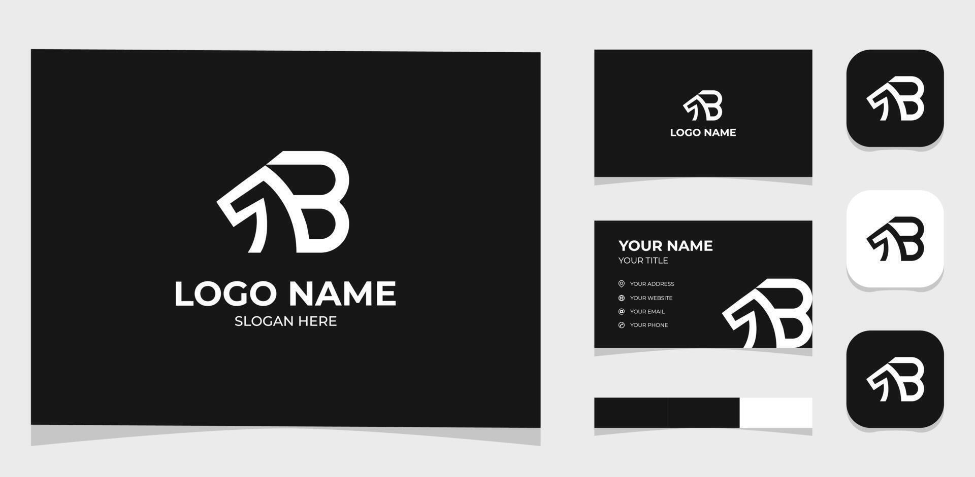 Template Logo Creative Initial Letter B and Horse concept. Creative Template with color pallet, visual branding, business card and icon. vector