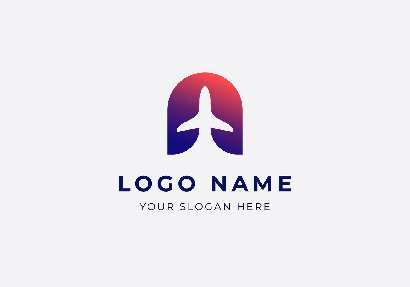 Logo Letter A and Airplane, Logo Combination Initial A and Plane, Simple Minimalist, Modern, Transportation. editable color vector