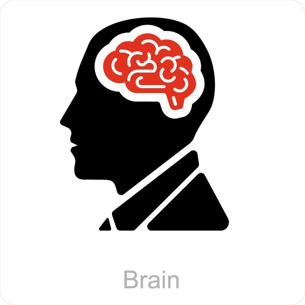 Brain and mind icin concept vector