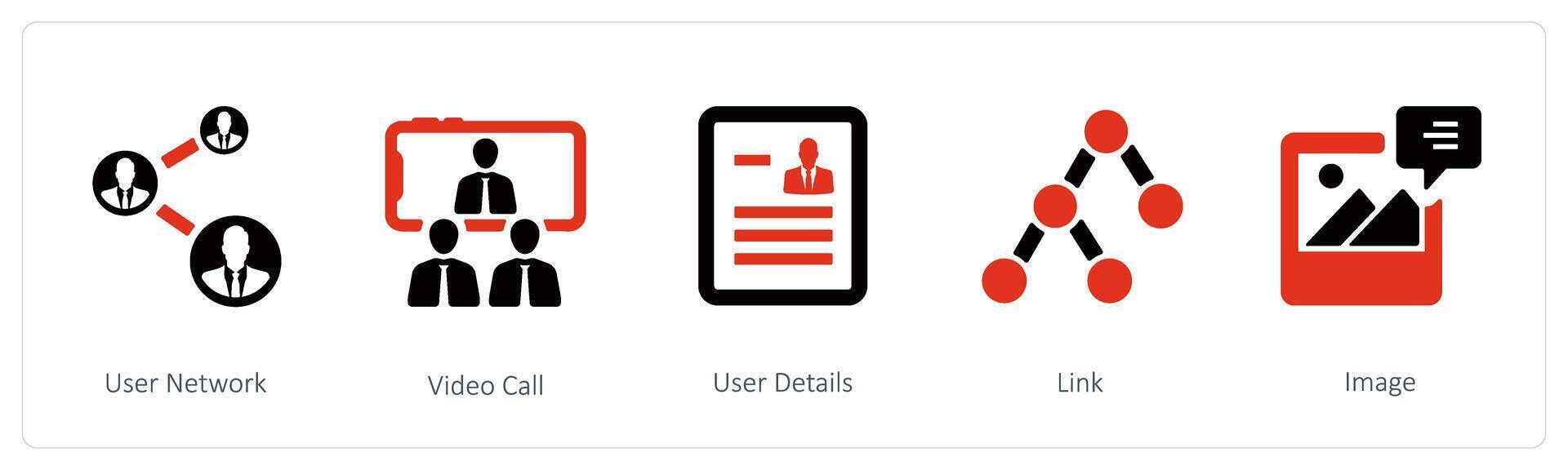 User Network, video call and User Details vector