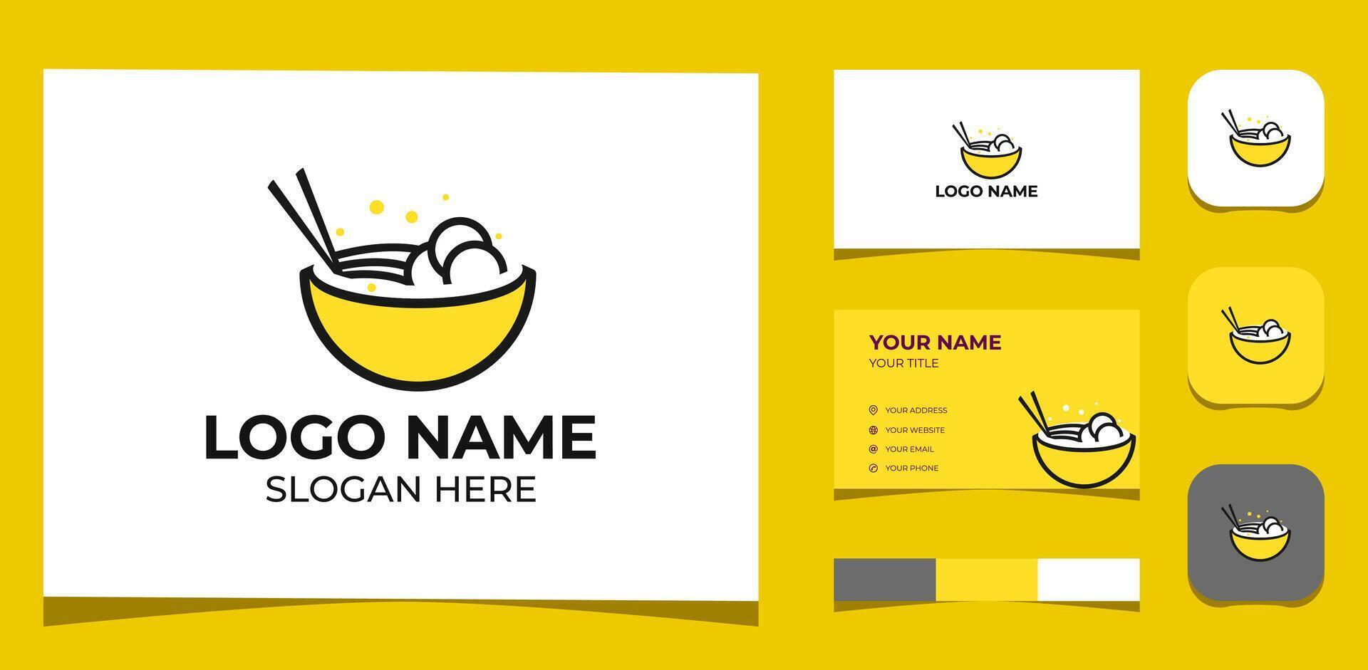 Template Logo Creative Initial Meat Ball Chinese food, traditional food, Indonesia food, bakso, Asia food. Creative Template with color pallet, visual branding, business card and icon. vector