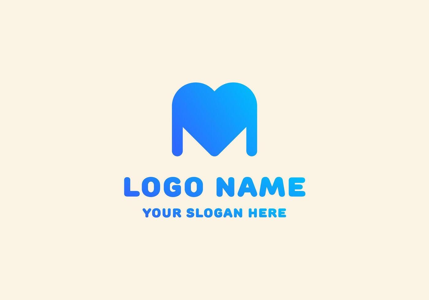 Logo M and Love Shape, Stylish Trendy Modern and Minimalist Logo Design. Editable File vector