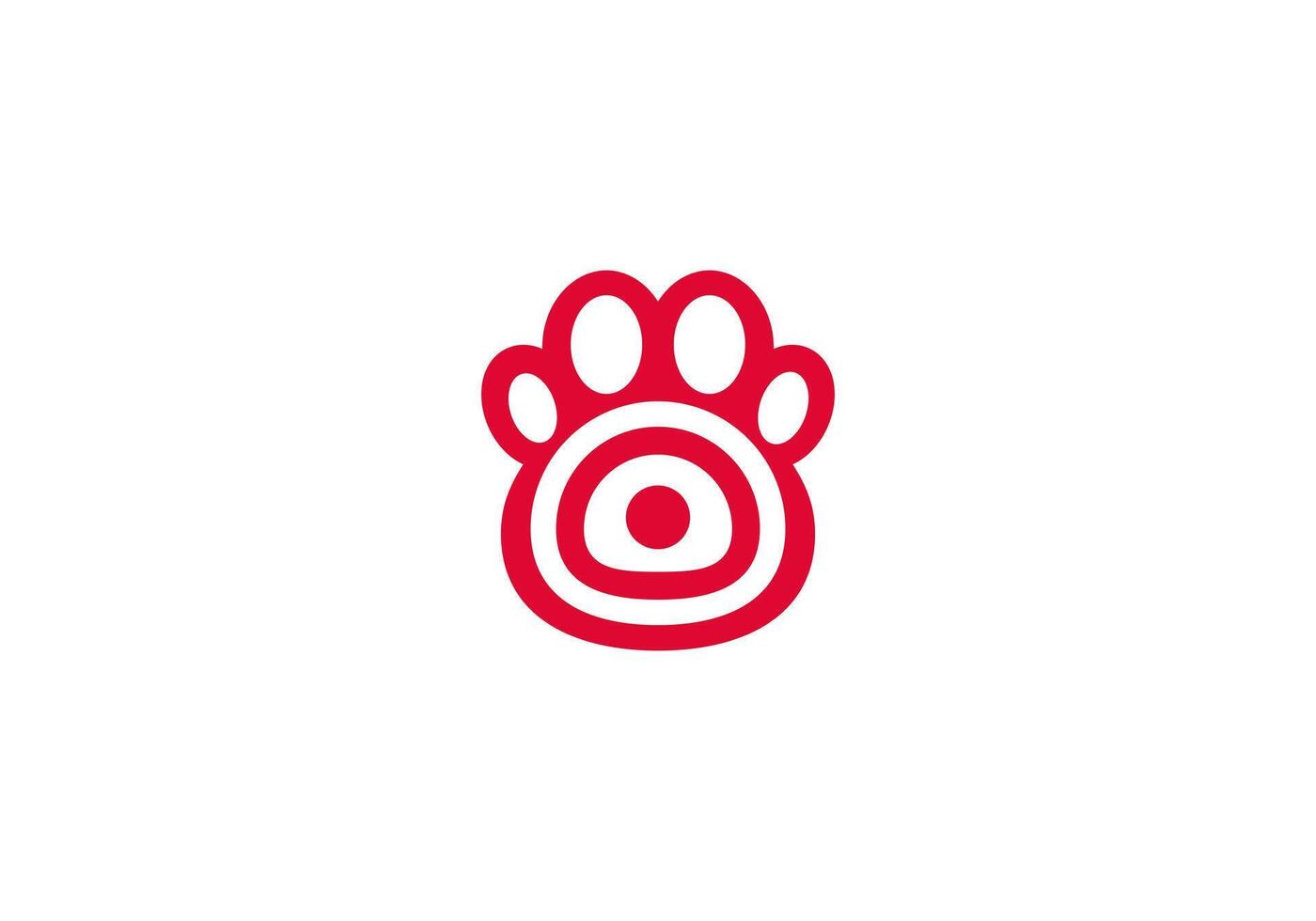 Logo Paw dog and Target, Minimalist and Modern Logo Template Premium. Editable File vector