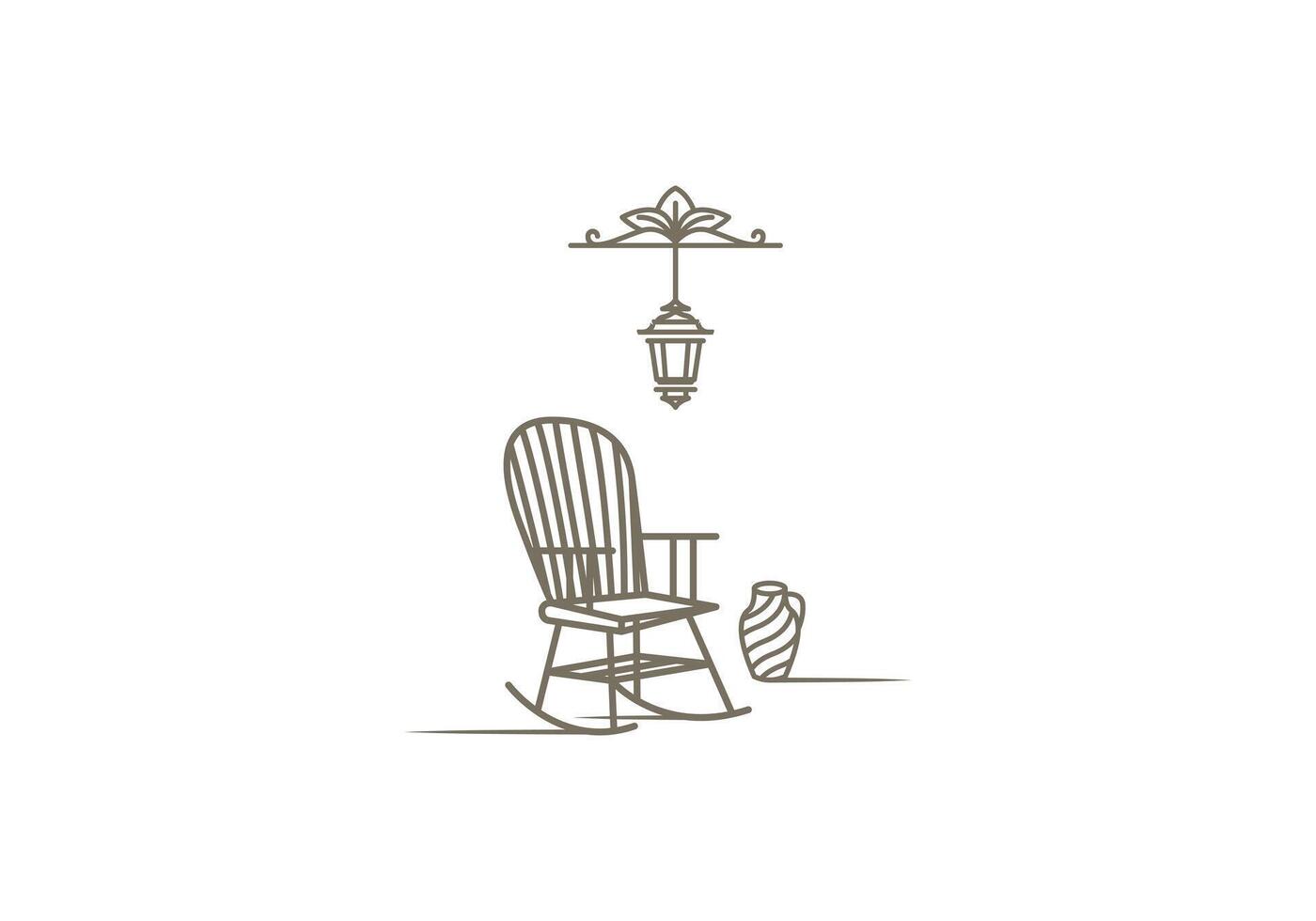 Logo Retro Furniture, vintage furniture line. editable color vector