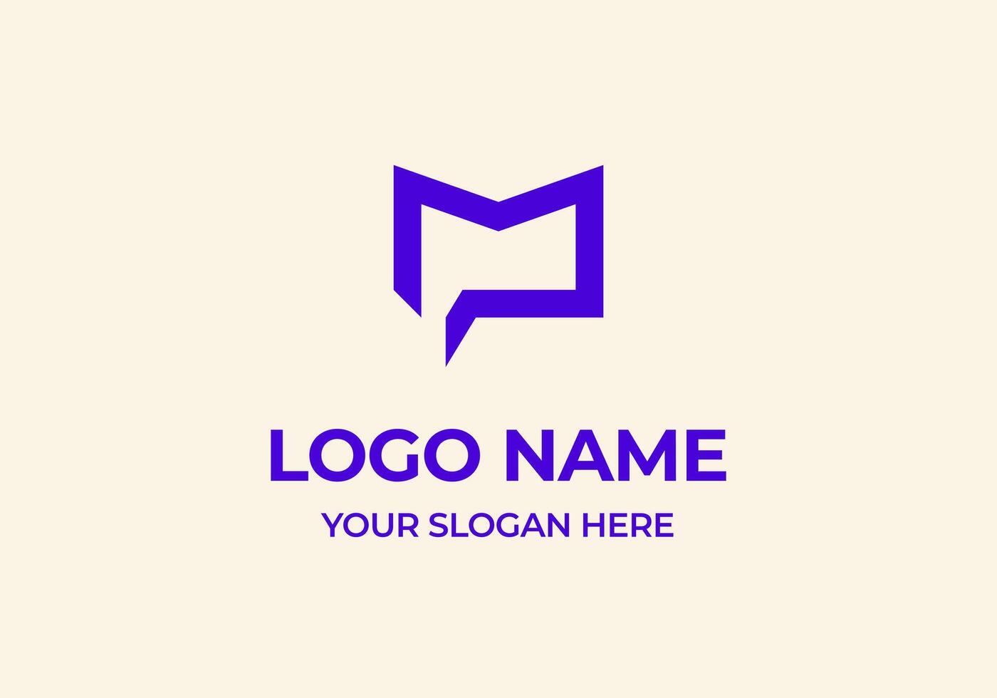 Logo M and Chat Communication, Typography Logo Chatting, Communication Technology, Modern and Minimalist. Editable file vector