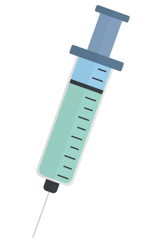 Vector illustration of medical syringe with needle isolated on white background.