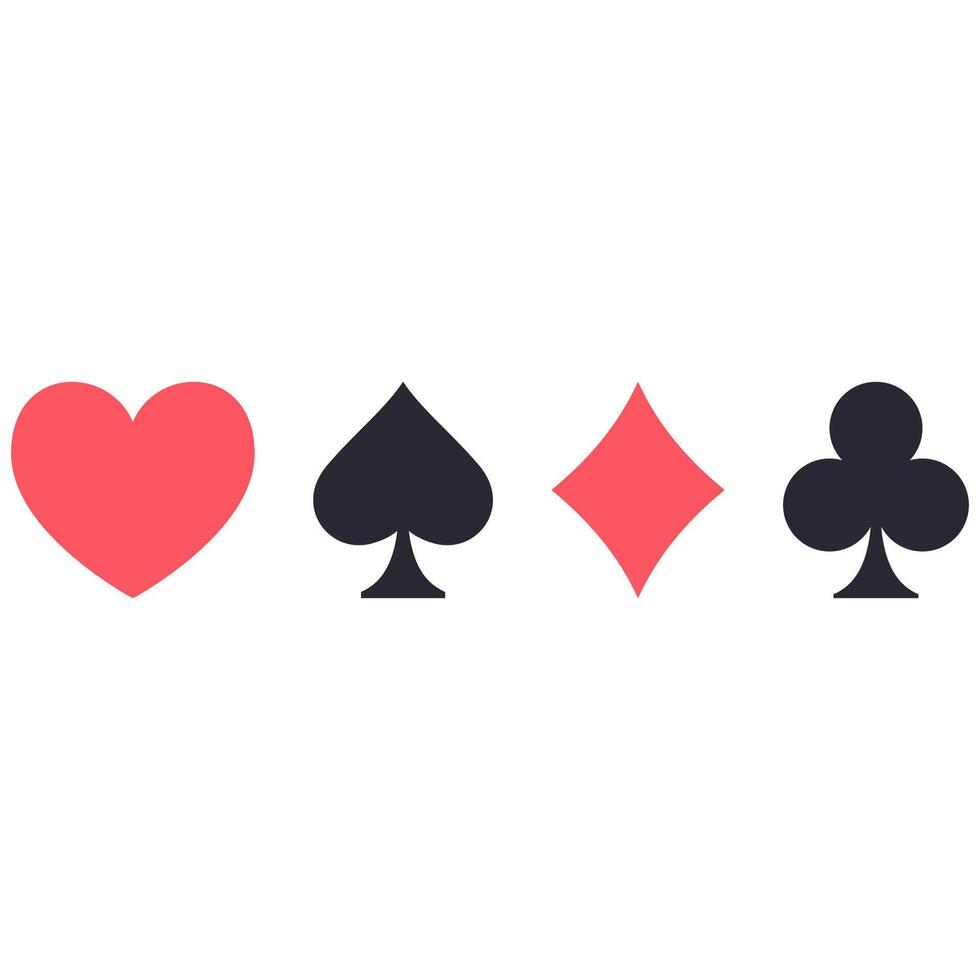 Vector illustration of the four Poker playing cards suits symbols isolated on white background.