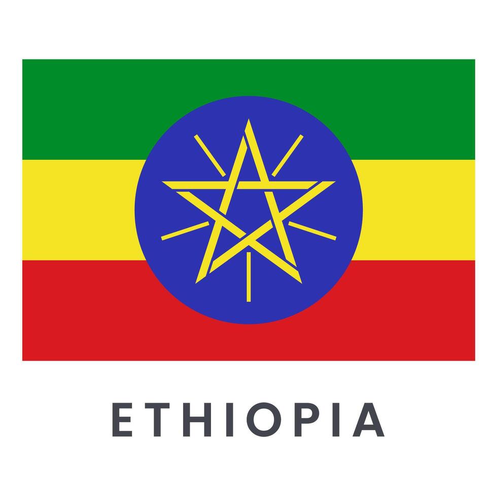 Flag of Ethiopia isolated on white background. vector