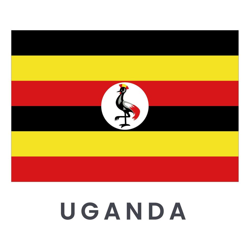 Vector Uganda flag isolated on white background.