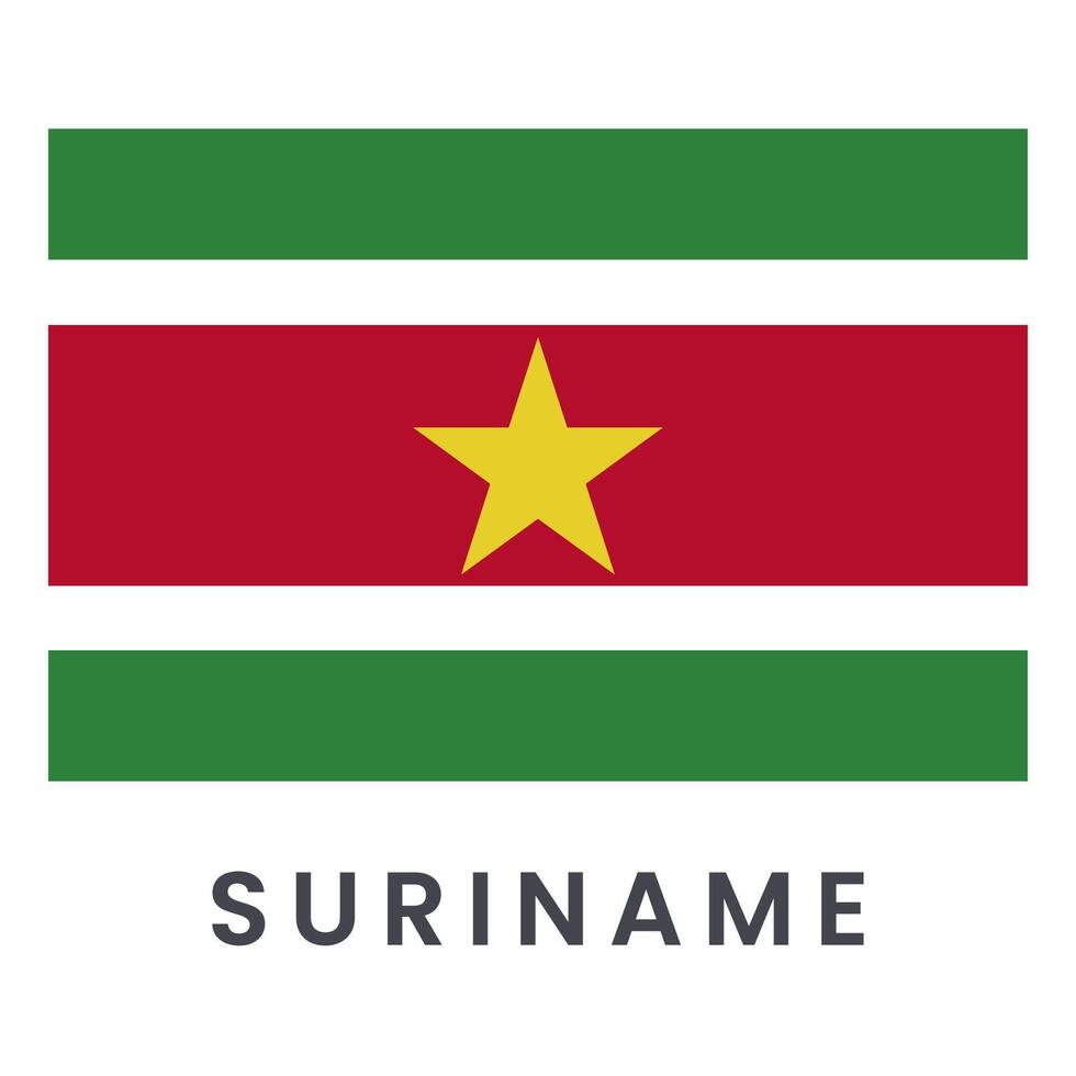 National flag of Republic of Suriname isolated on white background. vector