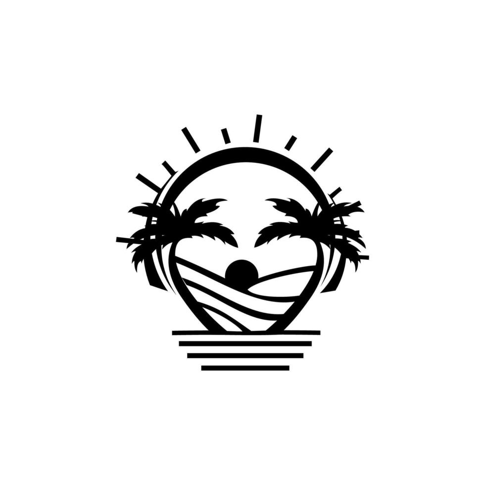 Modern tropical beach logo. Icon vector design template in white background.
