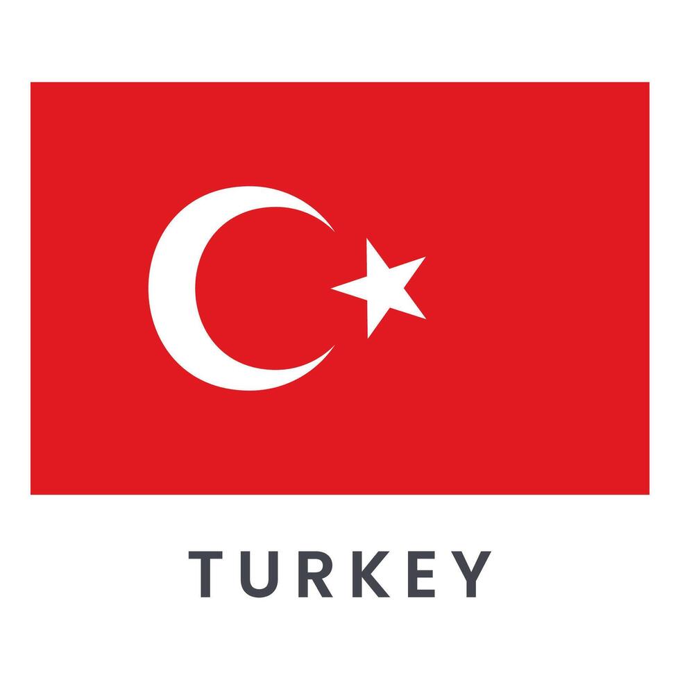 Flag of Turkey or Turkish national flag vector illustration isolated on white background.