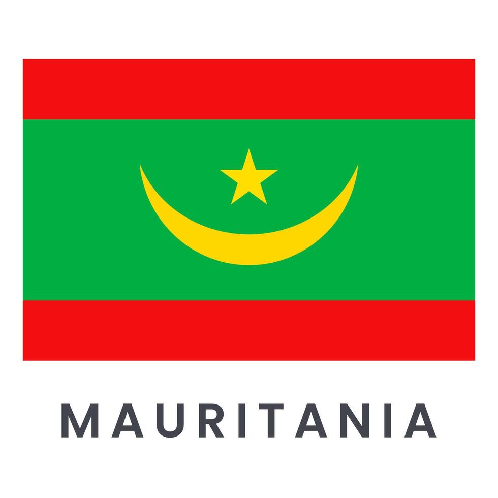 Mauritania flag vector illustration isolated on white background.