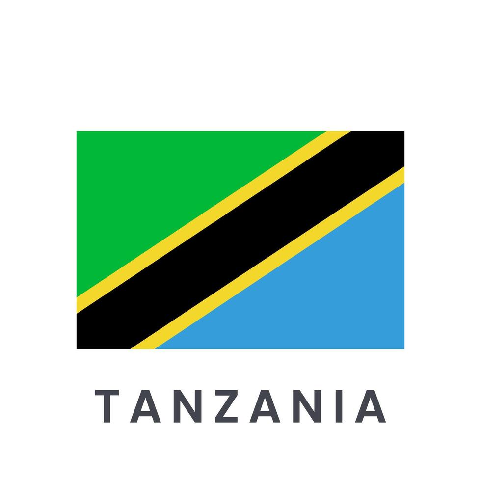 Vector illustration flag of Tanzania isolated on white background.