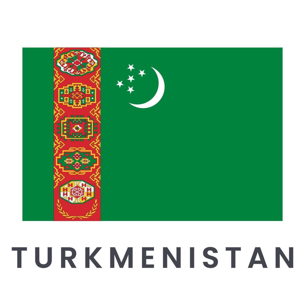 Flag of Turkmenistan isolated on white background. vector