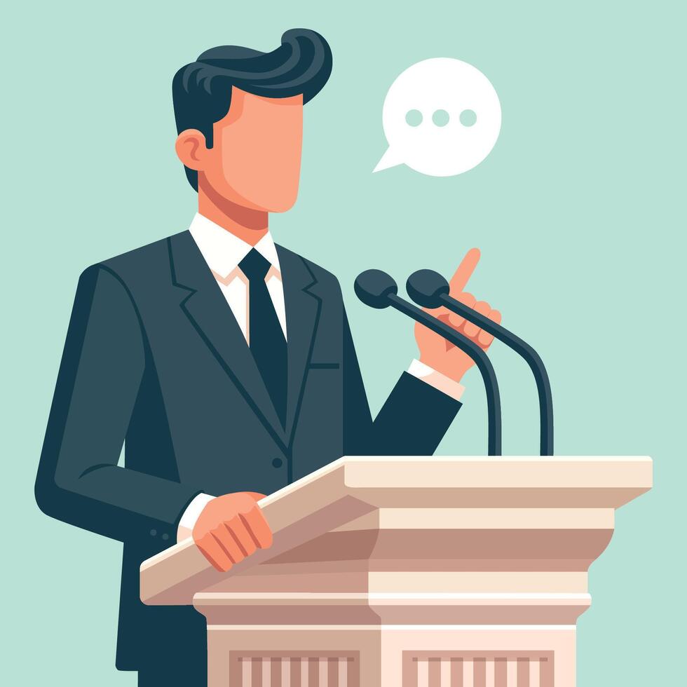 Politician Speaking Flat Design vector