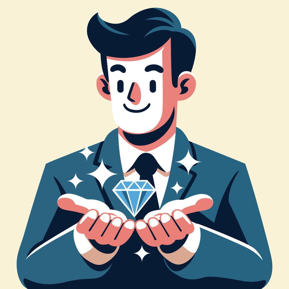 Businessman with Diamond Concept vector
