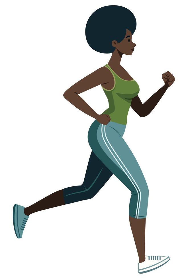 Black Girl Jogging Flat Design vector