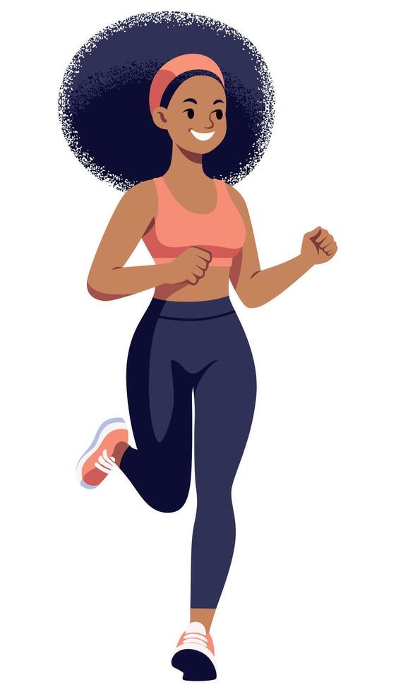 Black Girl Jogging Flat Design vector
